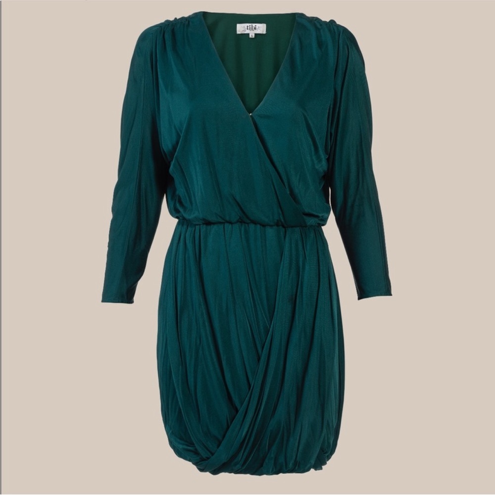 TIBI v-neck draped dress.